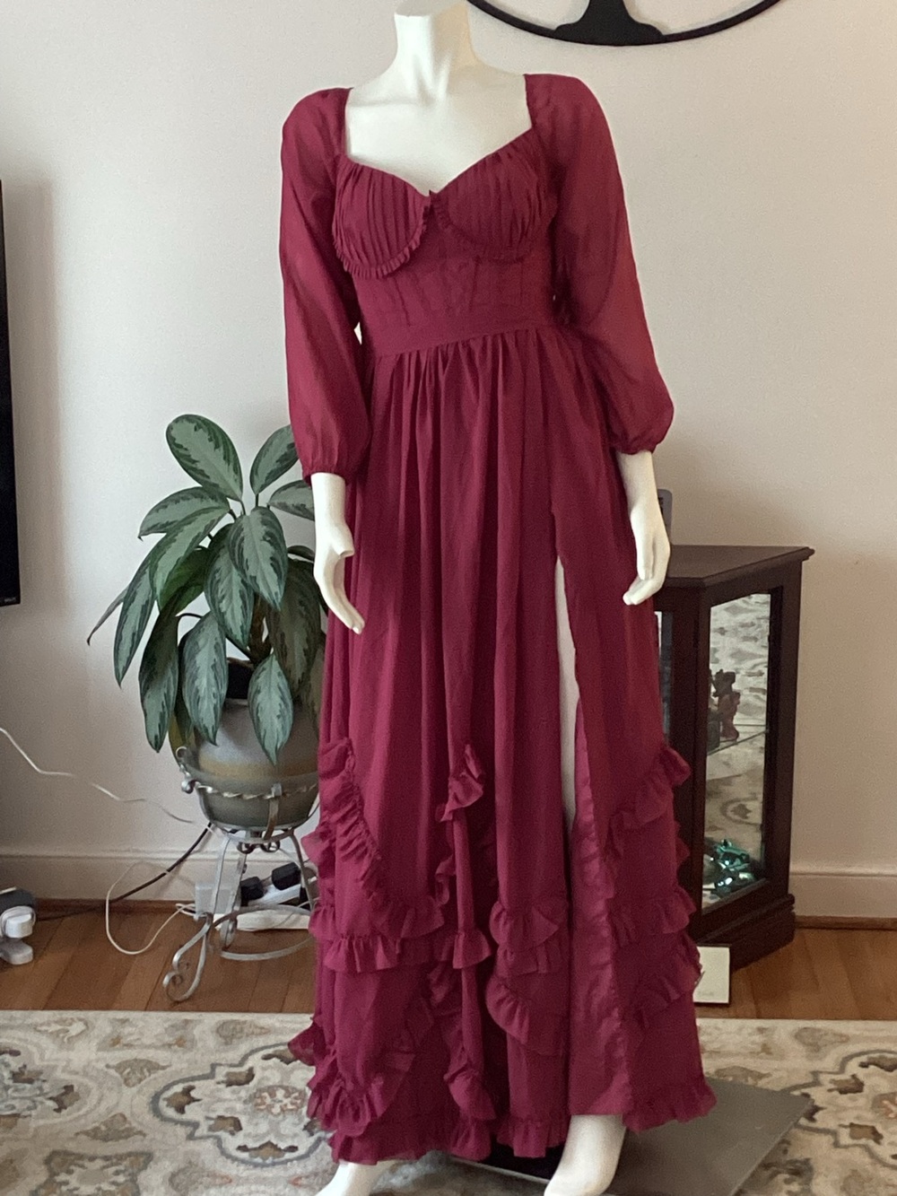 Victorian-Inspired Ruffle Gown Lace-Up Back